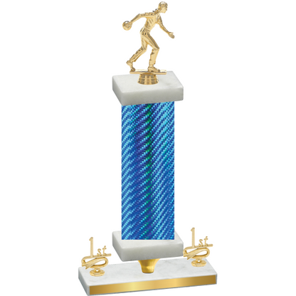 Premium Single Blue Carbon Fiber First Place Bowling Trophy