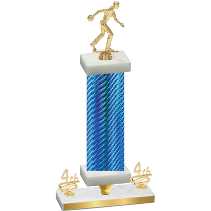 Premium Single Blue Carbon Fiber Fourth Place Bowling Trophy