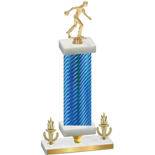Premium Single Blue Carbon Fiber Victory Bowling Trophy