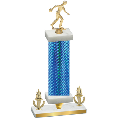 Premium Single Blue Carbon Fiber Victory Bowling Trophy