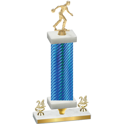 Premium Single Blue Carbon Fiber Year Bowling Trophy