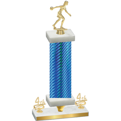 Premium Single Blue Carbon Fiber Fourth Place Bowling Trophy