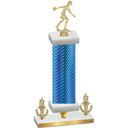 Premium Single Blue Carbon Fiber Victory Bowling Trophy