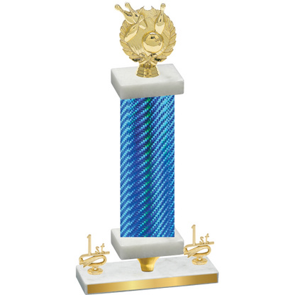 Premium Single Blue Carbon Fiber First Place Bowling Trophy