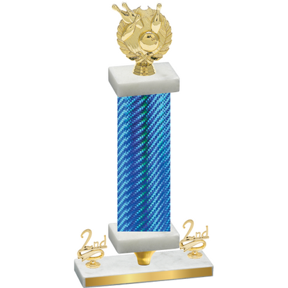 Premium Single Blue Carbon Fiber Second Place Bowling Trophy