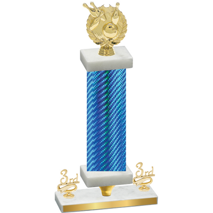 Premium Single Blue Carbon Fiber Third Place Bowling Trophy
