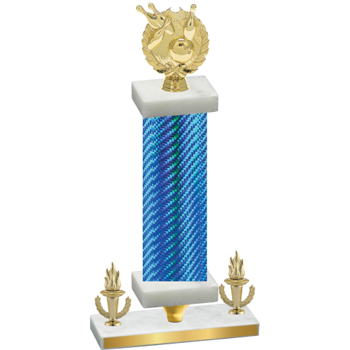 Premium Single Blue Carbon Fiber Victory Bowling Trophy