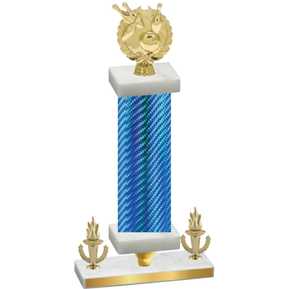 Premium Single Blue Carbon Fiber Victory Bowling Trophy