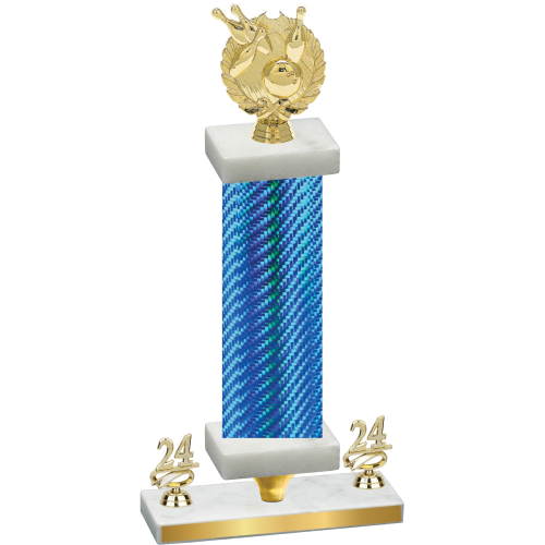 Premium Single Blue Carbon Fiber Year Bowling Trophy