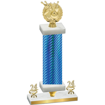 Premium Single Blue Carbon Fiber Year Bowling Trophy