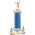 Premium Single Blue Carbon Fiber Victory Volleyball Trophy