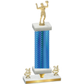 Premium Single Blue Carbon Fiber Year Volleyball Trophy