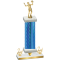 Premium Single Blue Carbon Fiber Second Place Volleyball Trophy