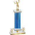 Premium Single Blue Carbon Fiber Year Volleyball Trophy
