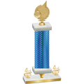Premium Single Blue Carbon Fiber Fourth Place Volleyball Trophy