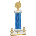 Premium Single Blue Carbon Fiber Victory Volleyball Trophy