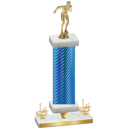 Premium Single Blue Carbon Fiber First Place Swimming Trophy
