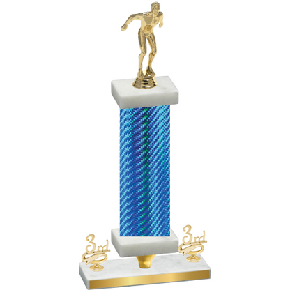 Premium Single Blue Carbon Fiber Third Place Swimming Trophy