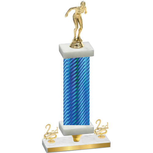 Premium Single Blue Carbon Fiber Second Place Tennis Trophy