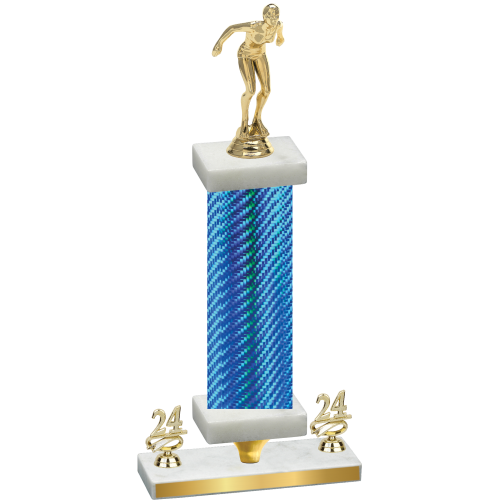 Premium Single Blue Carbon Fiber Year Tennis Trophy