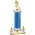 Premium Single Blue Carbon Fiber Victory Football Trophy