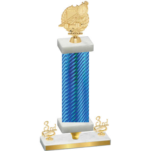 Premium Single Blue Carbon Fiber Third Place Swimming Trophy