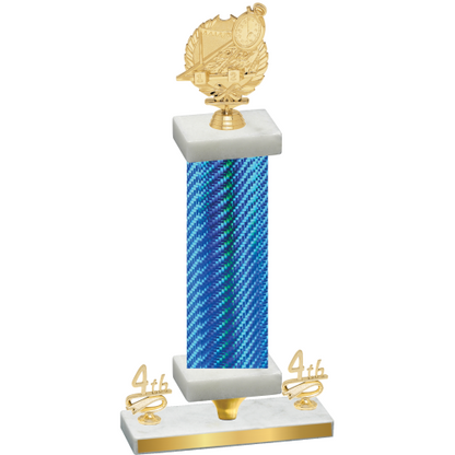 Premium Single Blue Carbon Fiber Fourth Place Swimming Trophy