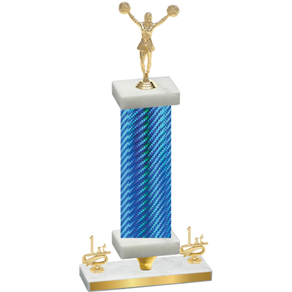 Premium Single Blue Carbon Fiber First Place Cheerleading Trophy
