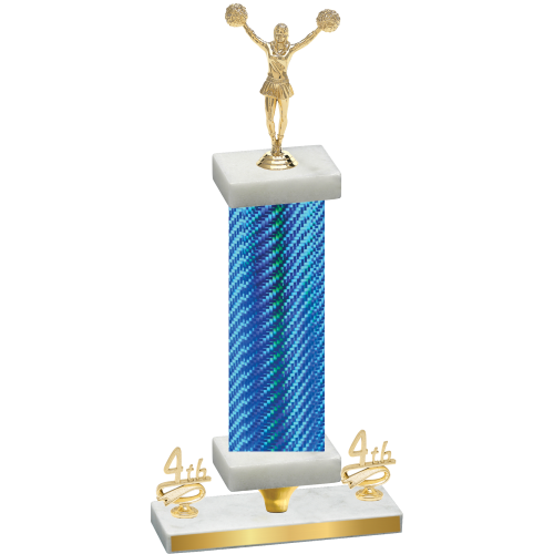 Premium Single Blue Carbon Fiber Fourth Place Cheerleading Trophy