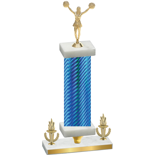 Premium Single Blue Carbon Fiber Victory Cheerleading Trophy