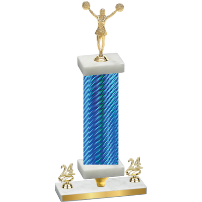 Premium Single Blue Carbon Fiber Year Cheerleading Trophy
