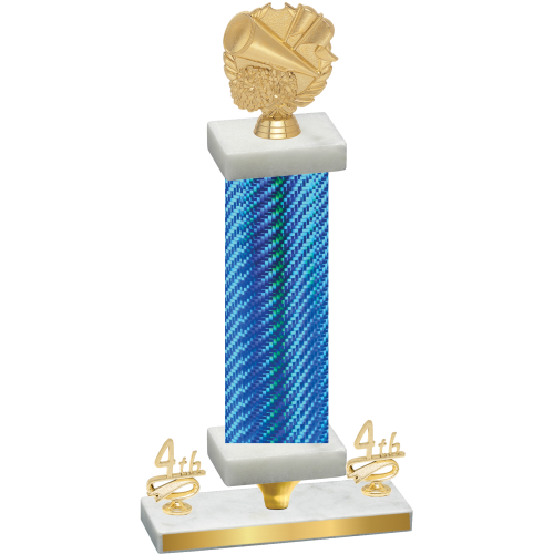 Premium Single Blue Carbon Fiber Fourth Place Cheerleading Trophy