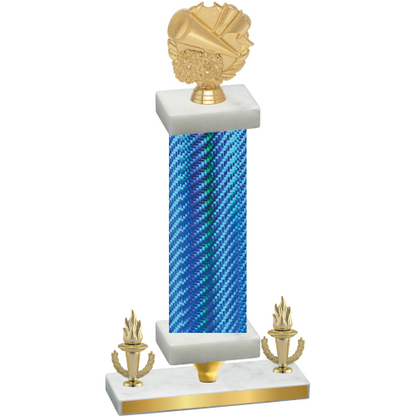Premium Single Blue Carbon Fiber Victory Cheerleading Trophy