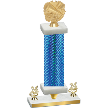 Premium Single Blue Carbon Fiber Year Cheerleading Trophy