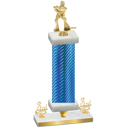 Premium Single Blue Carbon Fiber Third Place Hockey Trophy