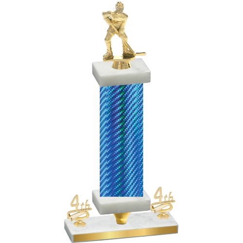 Premium Single Blue Carbon Fiber Fourth Place Hockey Trophy