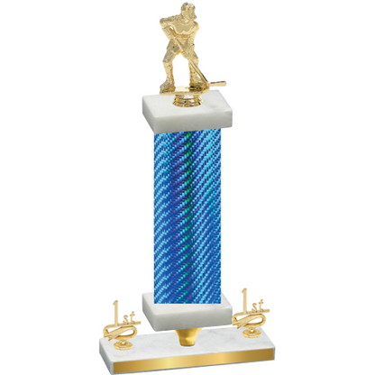 Premium Single Blue Carbon Fiber First Place Hockey Trophy