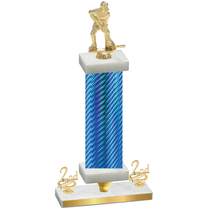 Premium Single Blue Carbon Fiber Second Place Hockey Trophy
