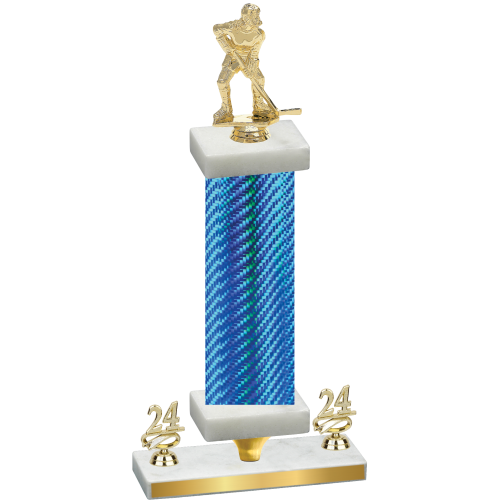 Premium Single Blue Carbon Fiber Year Hockey Trophy