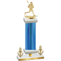 Premium Single Blue Carbon Fiber Victory Lacrosse Trophy