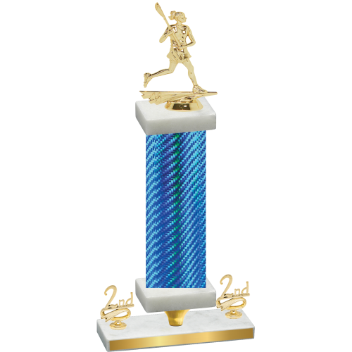 Premium Single Blue Carbon Fiber Second Place Lacrosse Trophy