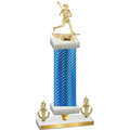 Premium Single Blue Carbon Fiber Victory Lacrosse Trophy