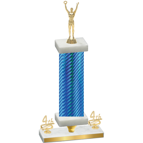 Premium Single Blue Carbon Fiber Fourth Place Victory Trophy