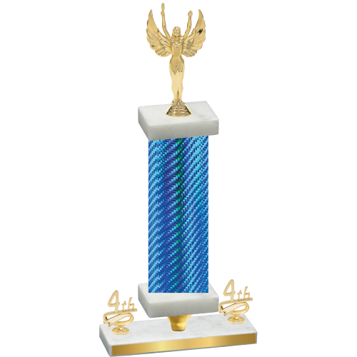 Premium Single Blue Carbon Fiber Fourth Place Victory Trophy