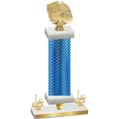 Premium Single Blue Carbon Fiber First Place Basketball Trophy