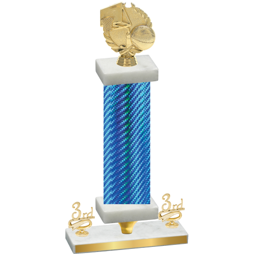 Premium Single Blue Carbon Fiber Third Place Basketball Trophy