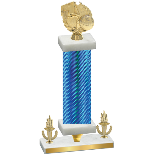 Premium Single Blue Carbon Fiber Victory Basketball Trophy