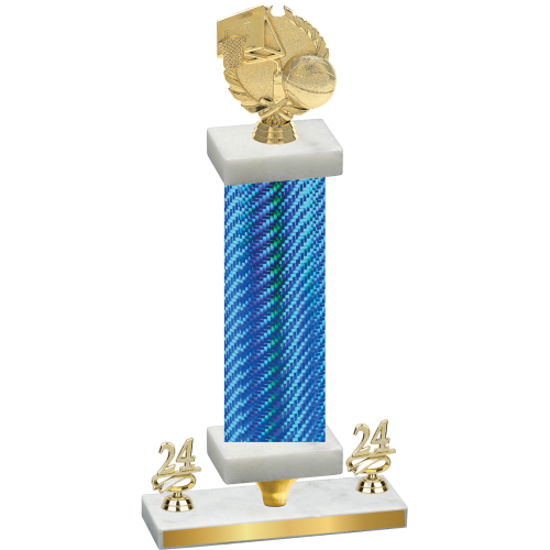 Premium Single Blue Carbon Fiber Year Basketball Trophy