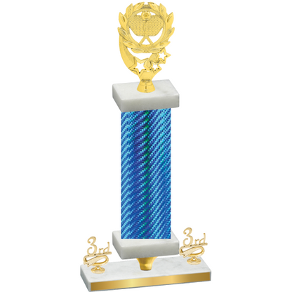 Premium Single Blue Carbon Fiber Third Place Pickleball Trophy
