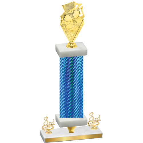 Premium Single Blue Carbon Fiber Third Place Pickleball Trophy